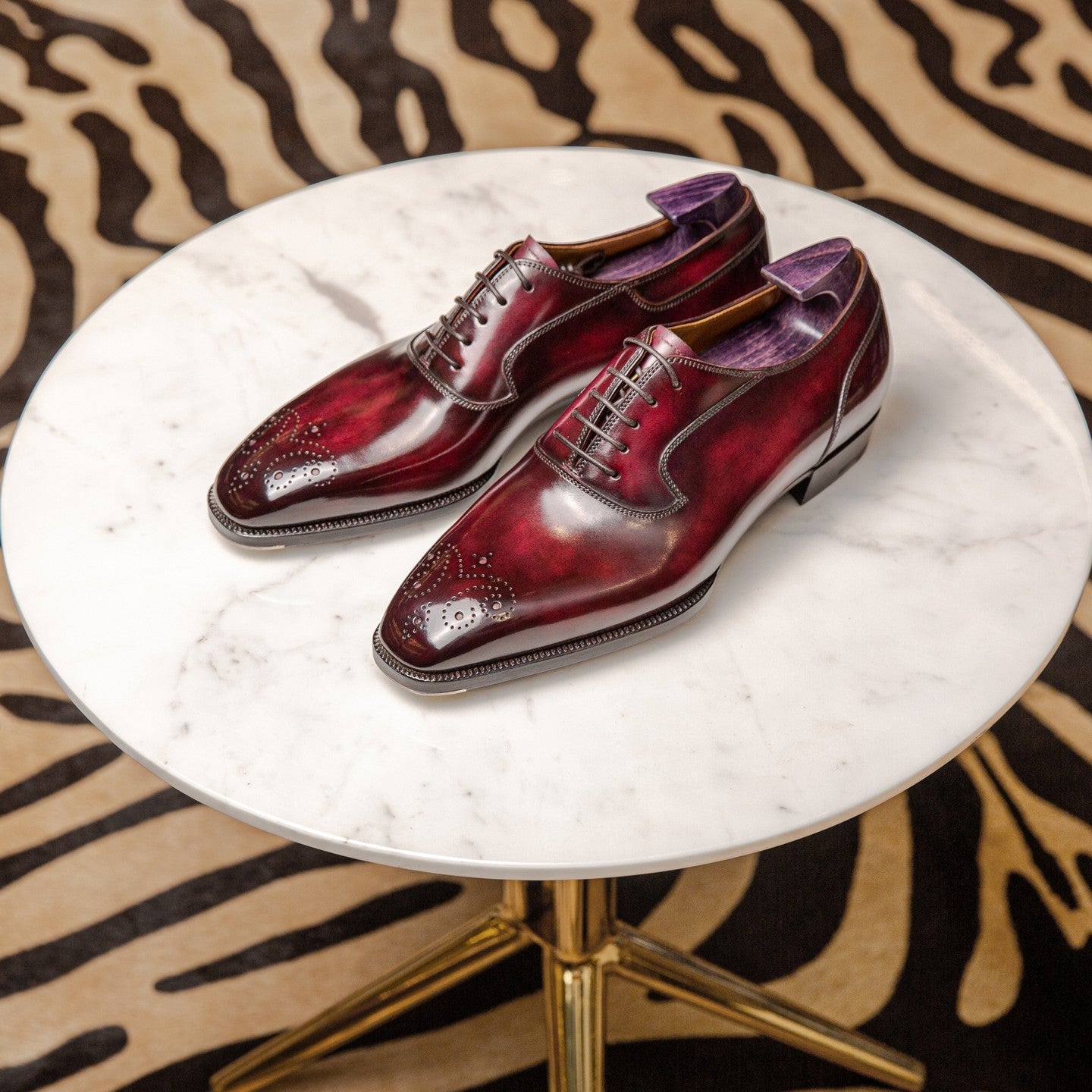 Burgundy Brown Leather Menorca Oxford Shoes