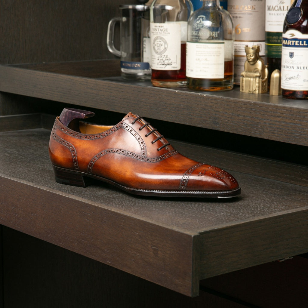 Tan Suede Edara Split Toe Derby Shoes