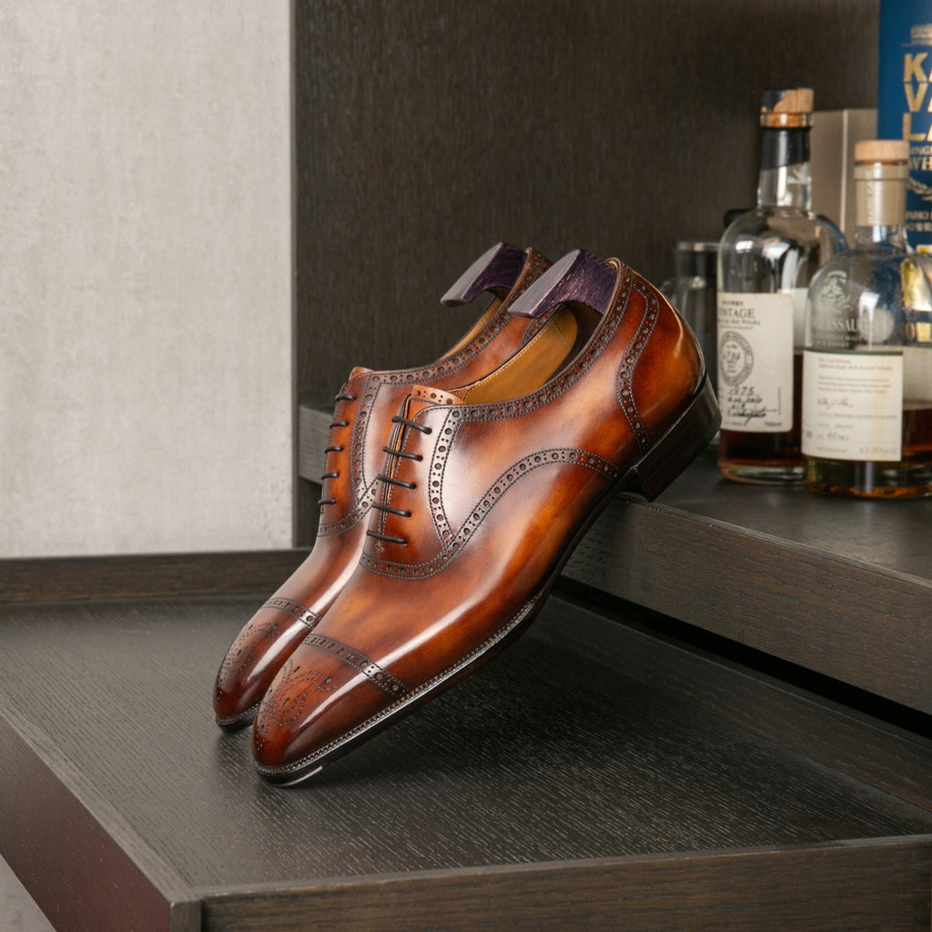 Tan Suede Edara Split Toe Derby Shoes