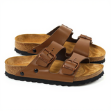 Brown Leather Ease Comfort Slippers with Buckle - Summer 2024 Collection