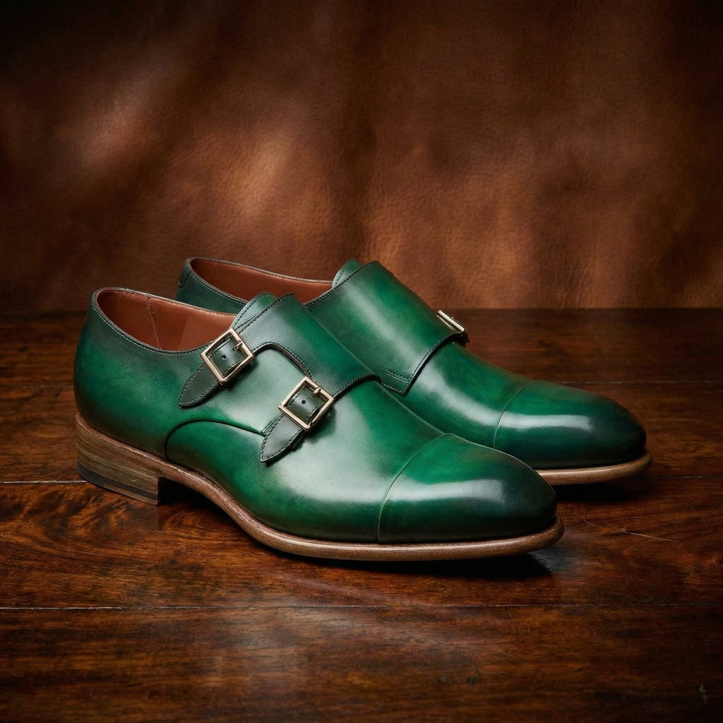 Green Leather Castle Monk Straps