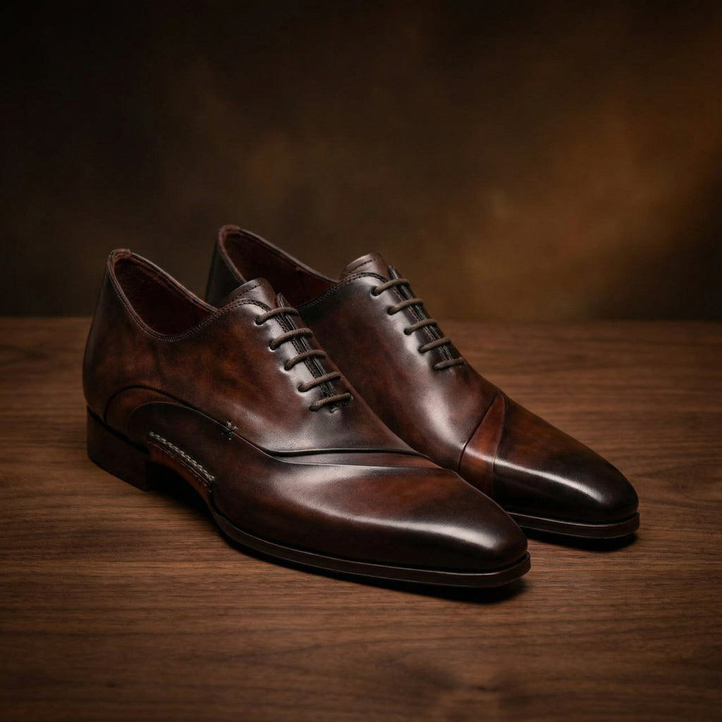 Height Increasing Brown Leather Coonamble Oxfords Shoes