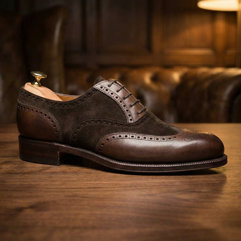 Brown Suede & Leather Romford Brogue Oxfords