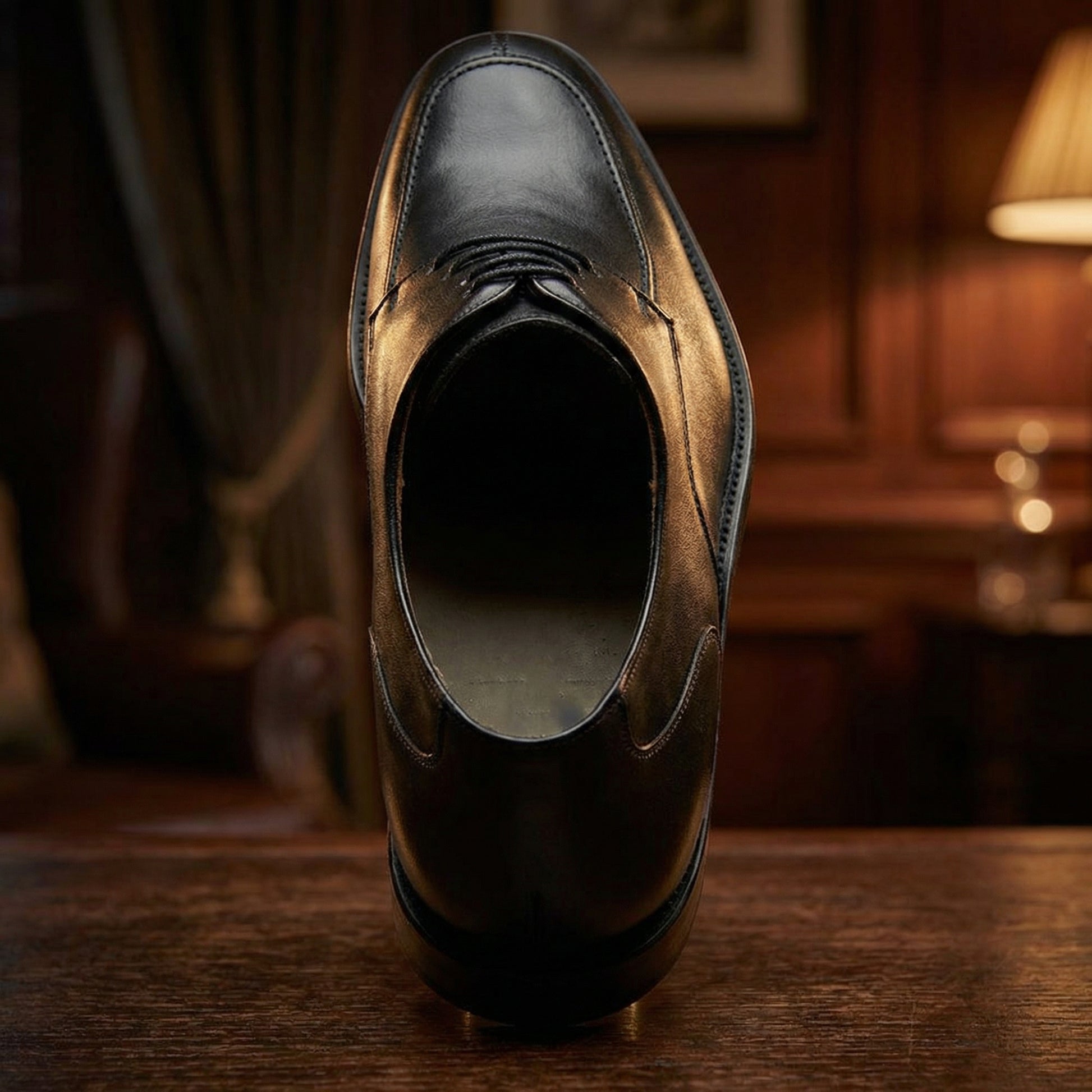 Height Increasing Black Leather Chaplelds Derby Shoes