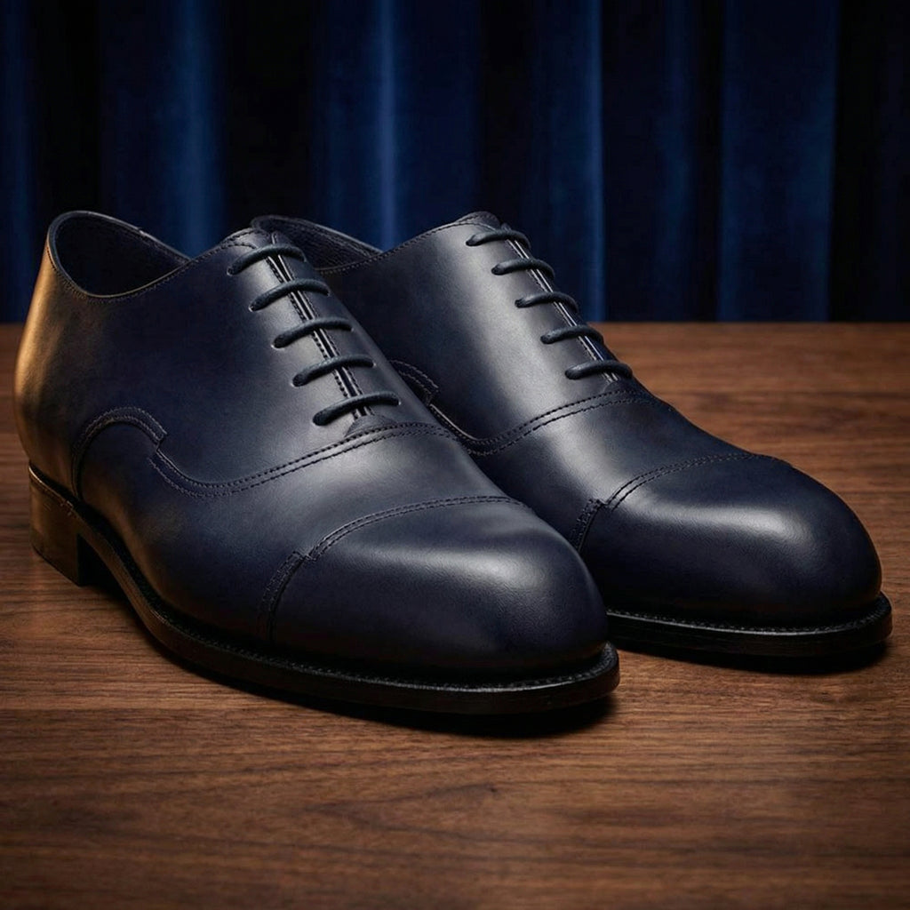 Height Increasing Navy Blue Leather Broxtowe Balmoral Oxfords