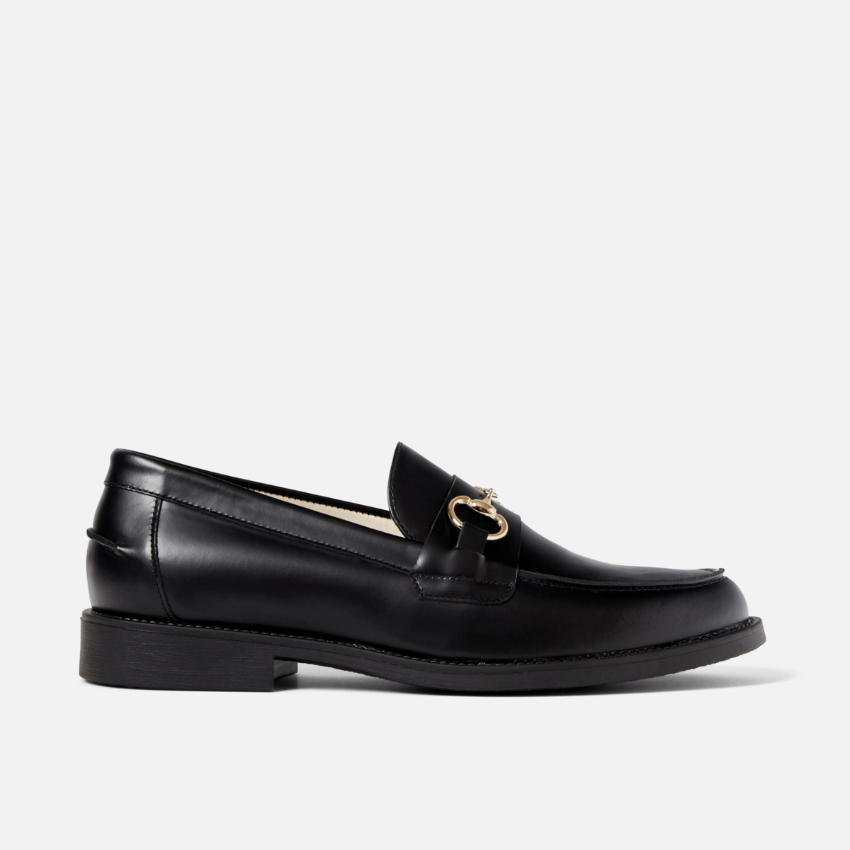 Black Leather Mago Horse Bit Loafers
