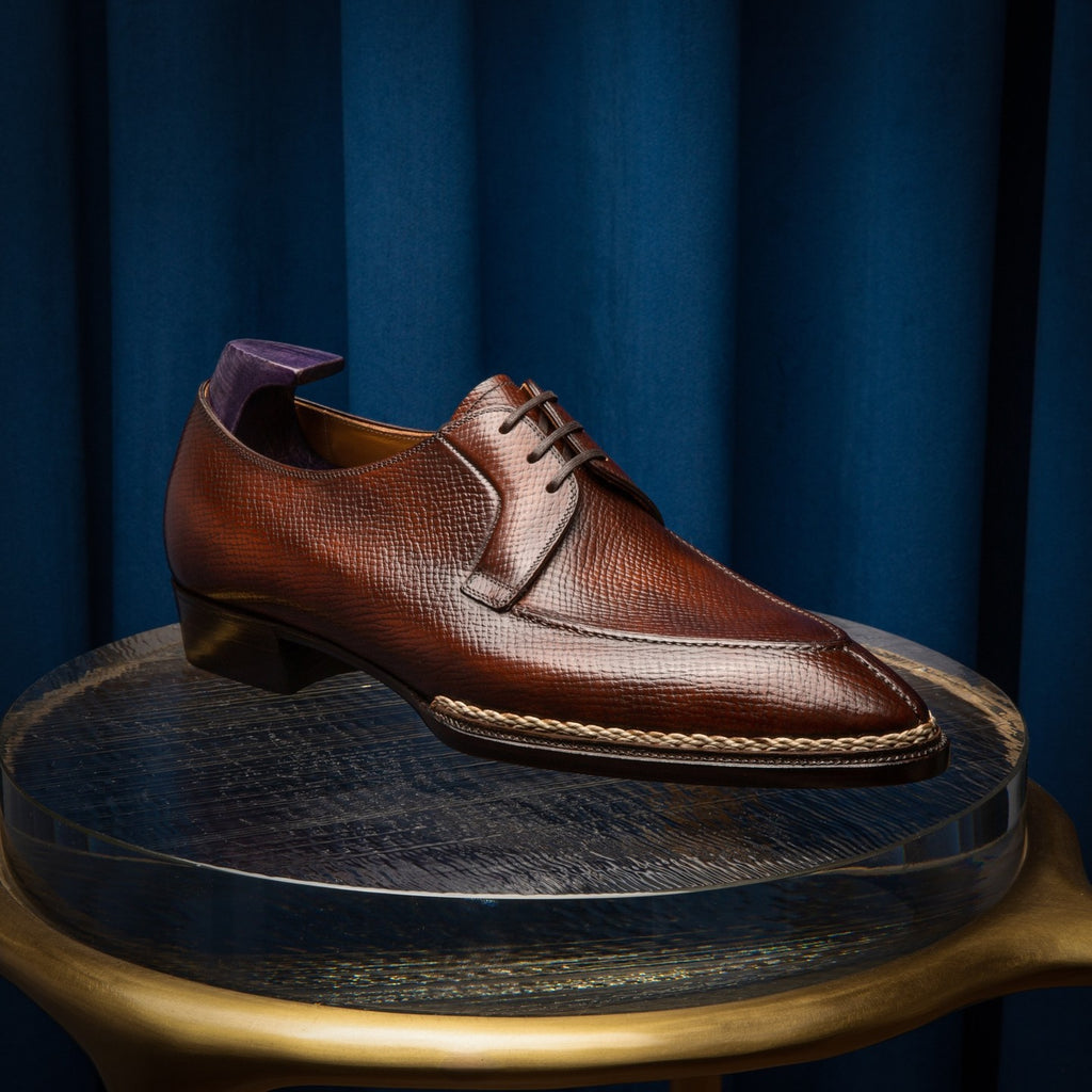 Norwegian Welted Tan Leather Navarre Lace Up Derby Shoes - AW24