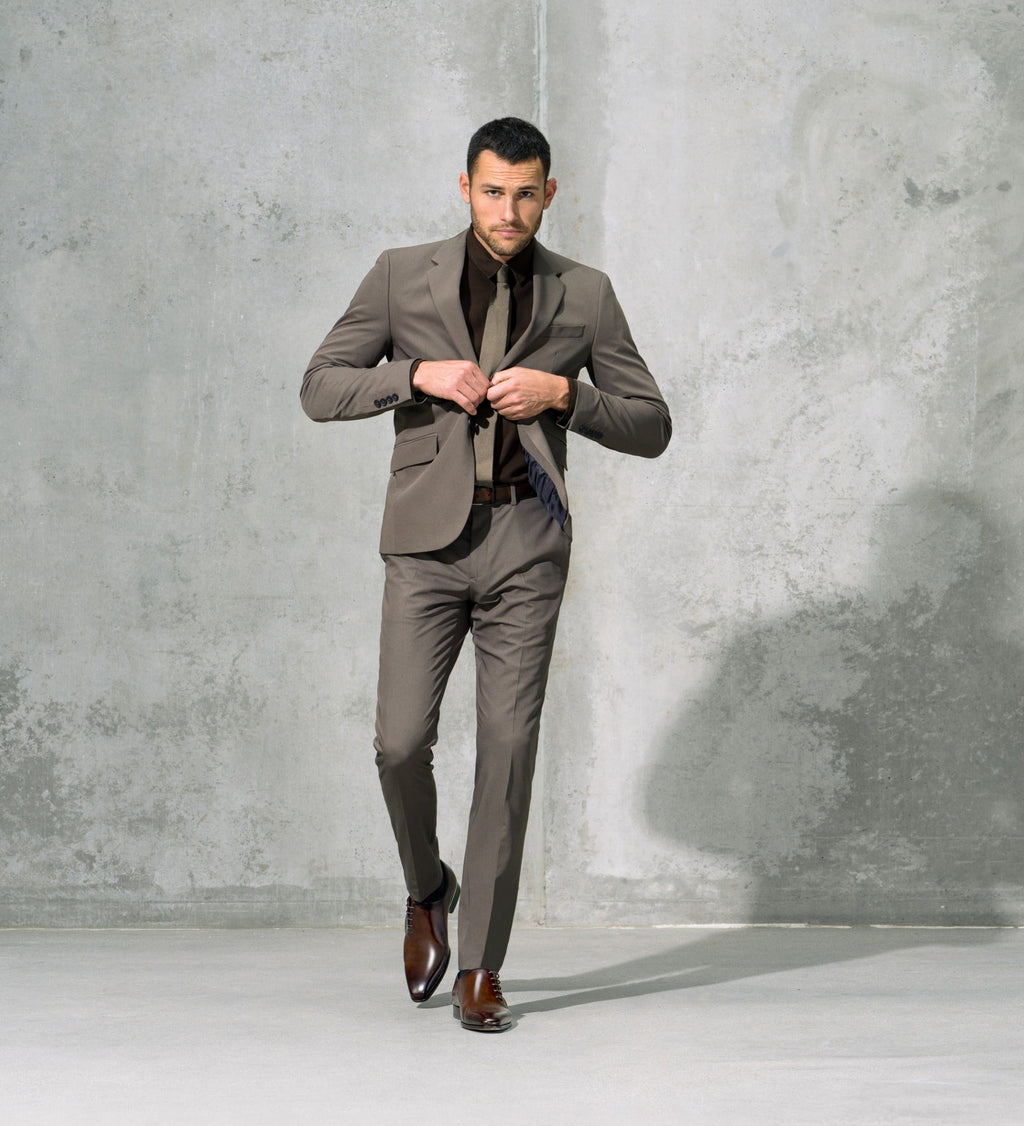 Brown Leather Evzen Lace Up Whole Cut Oxfords 