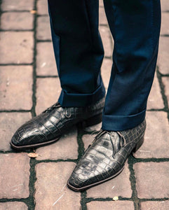 Black Croc Print Leather Nerissa Lace Up Chukka Boots