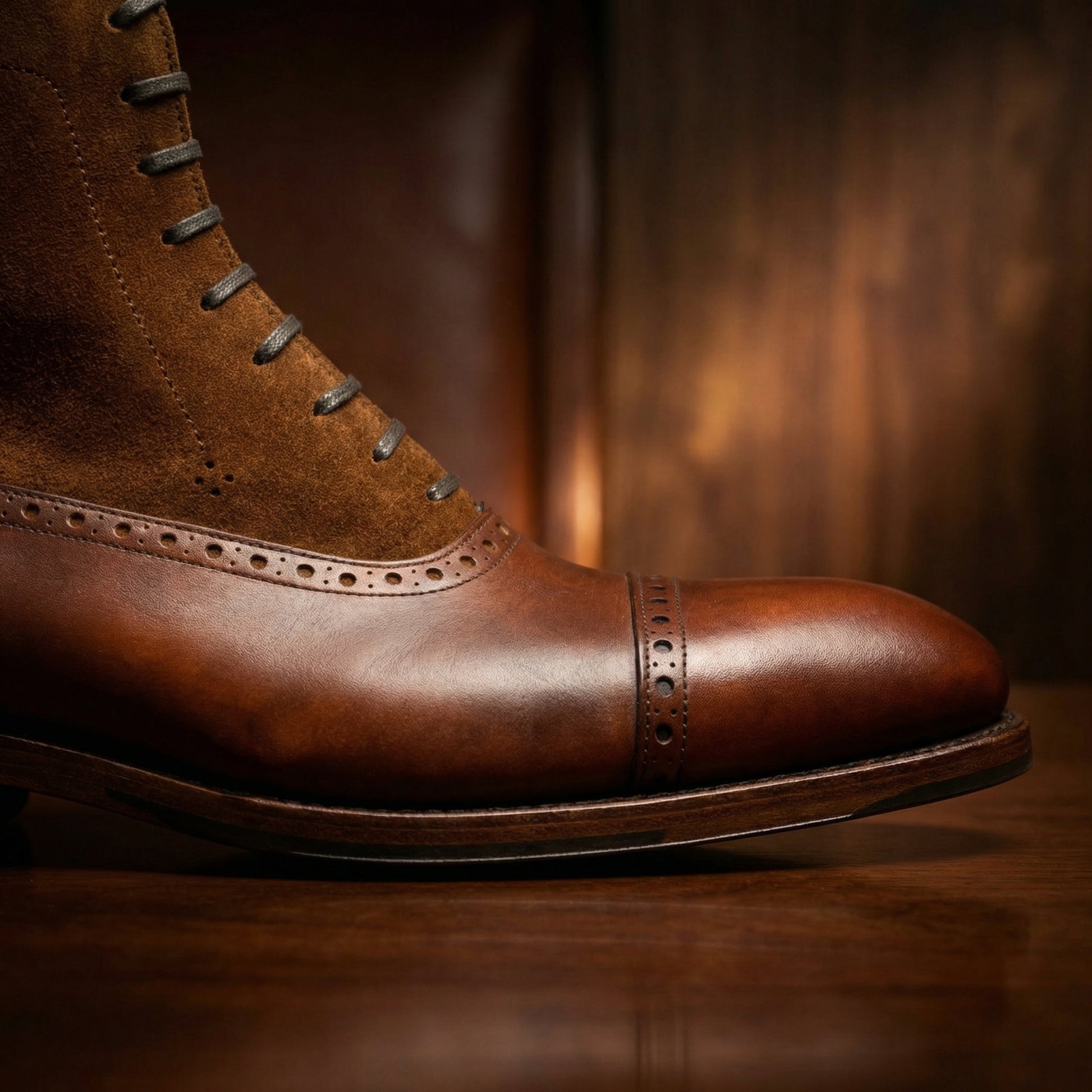 Tan Leather & Suede Clifton Lace Up Boots