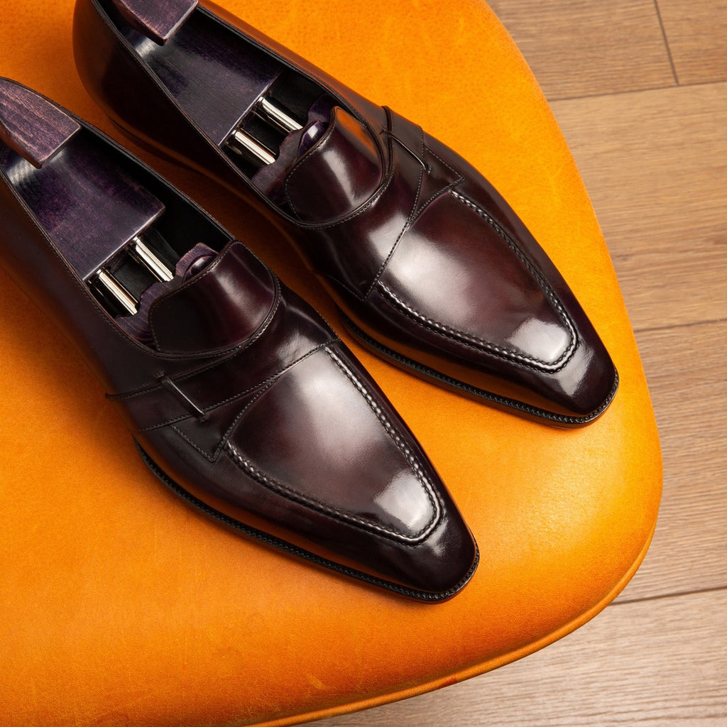Brown Leather Ibiza Slip On Crossed Component Loafers 