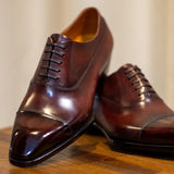 Brown Leather Palencia Toe Cap Oxford Shoes 
