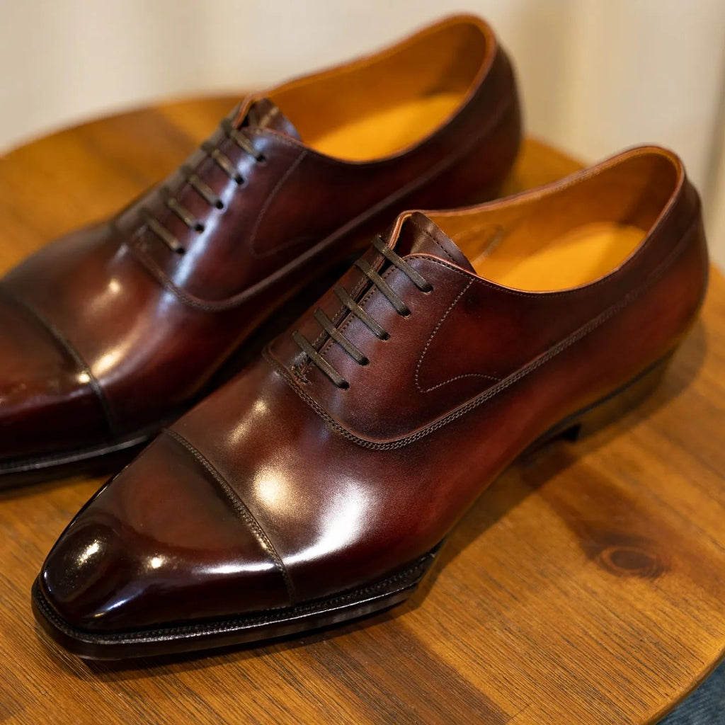 Brown Leather Palencia Toe Cap Oxford Shoes 