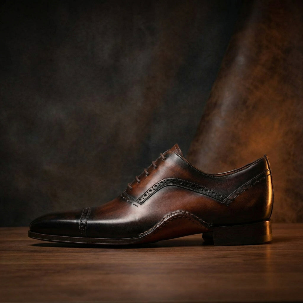 Height Increasing Brown Leather Bega Oxfords Shoes