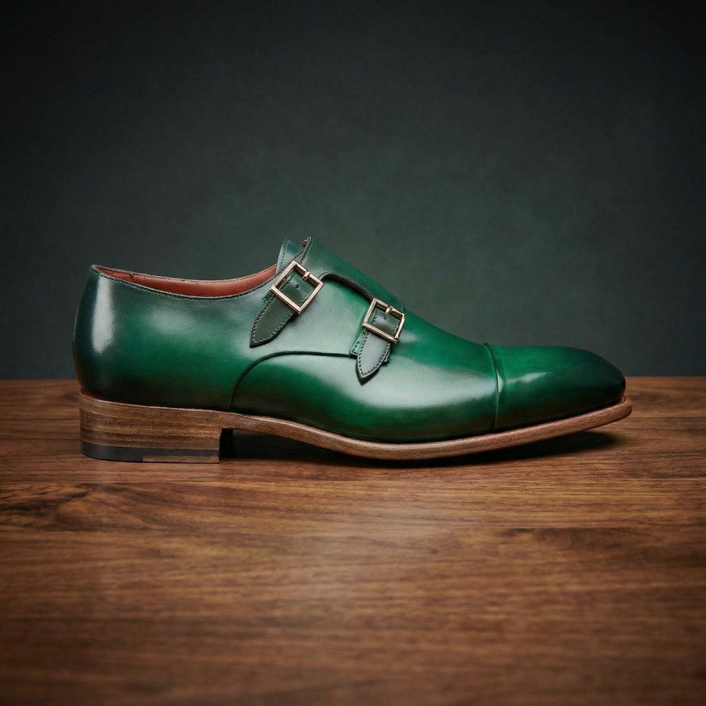 Green Leather Castle Monk Straps
