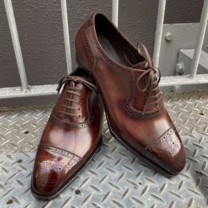 Brown Leather Evora Brogue Toe Cap Oxford Shoes 