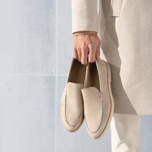 Cream Suede Libraria Loafers with White Soles - Summer 2024 Collection