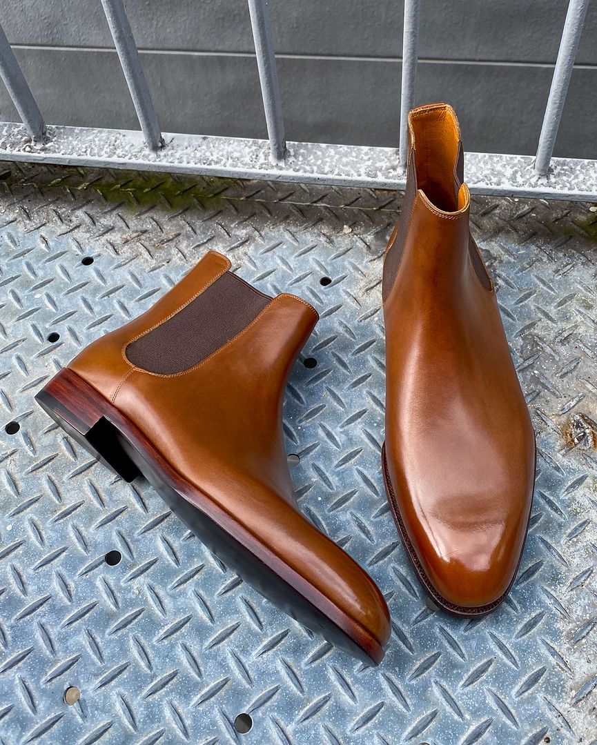 Tan Leather Zamira Chelsea Slip On Boots 