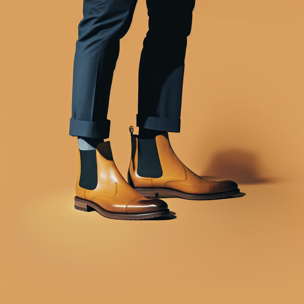 Tan Leather Grant Chunky Chelsea Toe Cap Boots - AW24