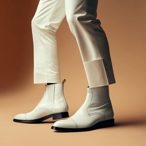 White Leather Garrett Chelsea Boots