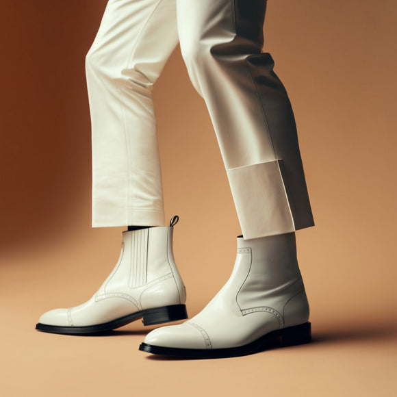 White Leather Garrett Chelsea Boots - AW24