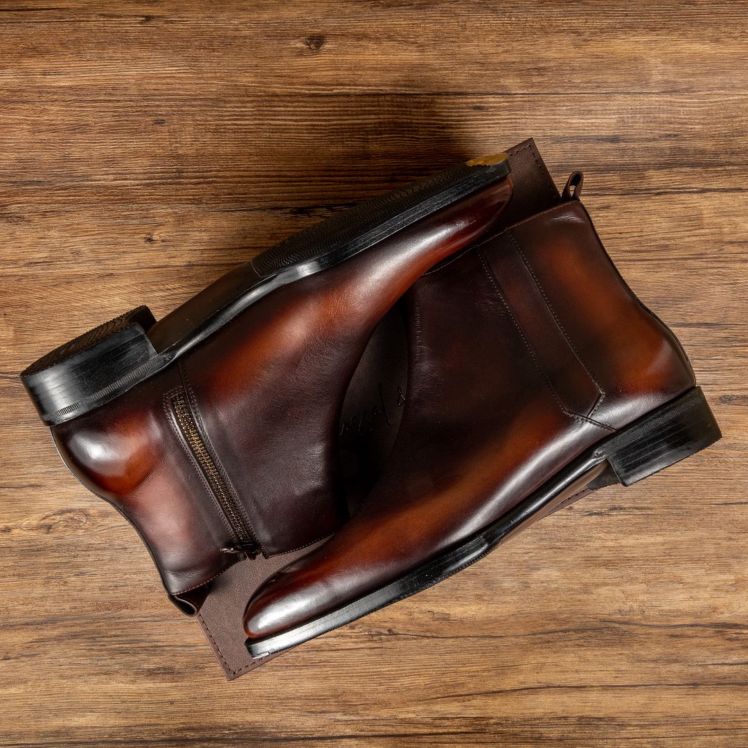 Tan Leather Aldara Zipper Boots