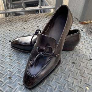 Brown Leather Napoli Slip On Driving Laced Loafers