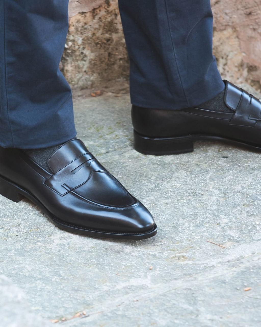 Black Leather Kendara Penny Loafers