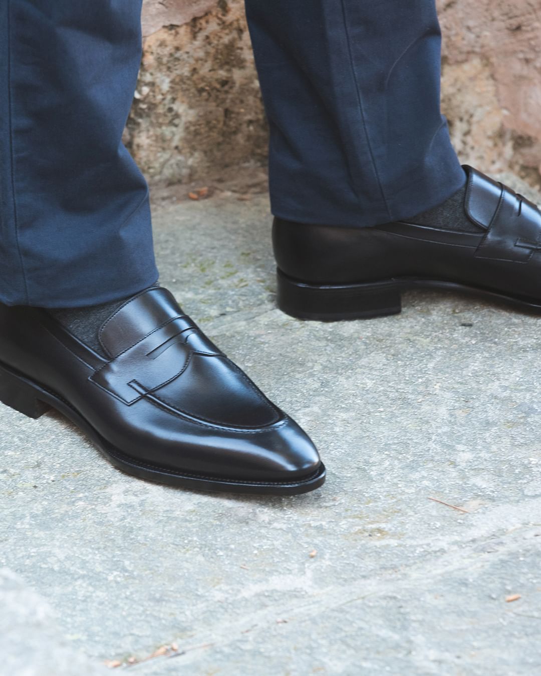 Black Leather Kendara Penny Loafers