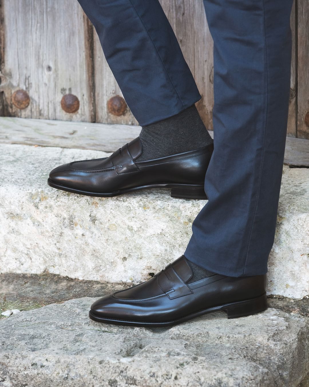 Black Leather Kendara Penny Loafers