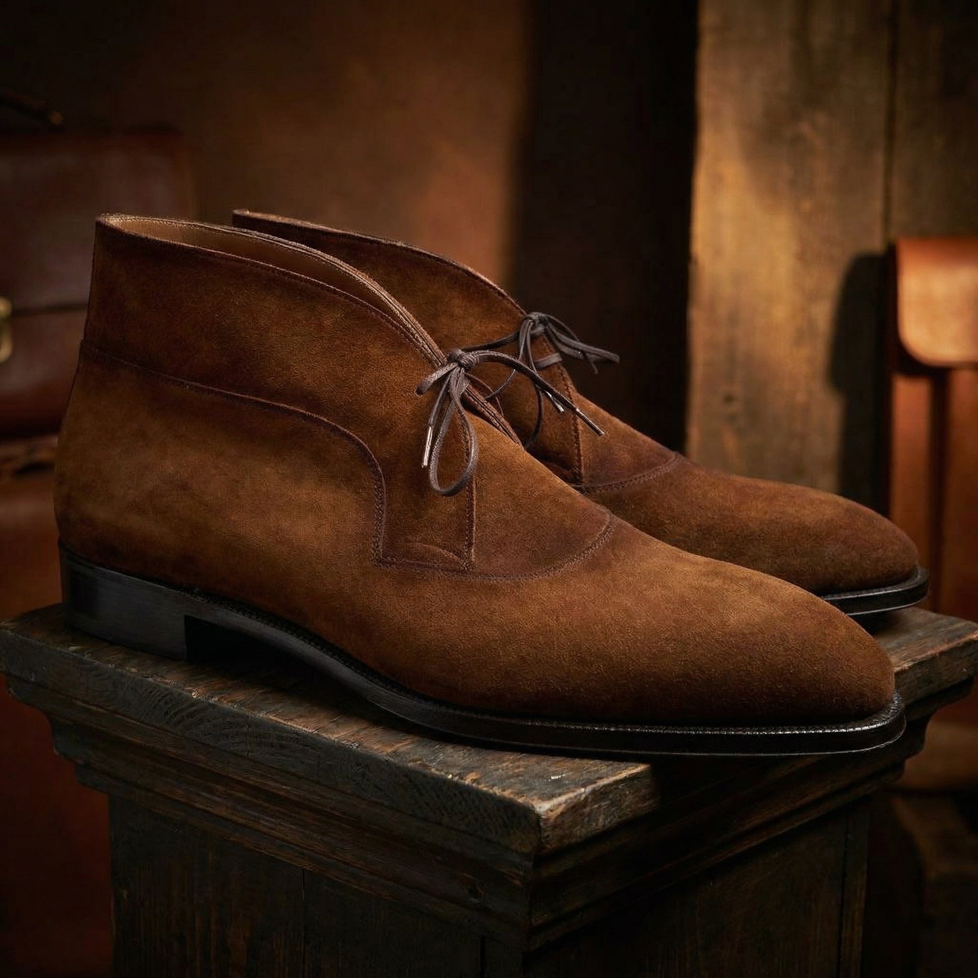 Luxury Edition - Artisian Made Brown Italian Suede Corowa Chelsea Boots