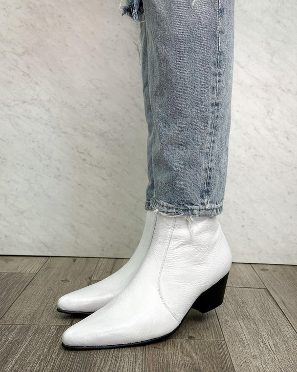 White Leather Whiteout Walkers Zipper Boots - Summer 2024 Collection