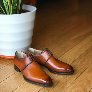 Tan Leather Gendra Derby Shoes 