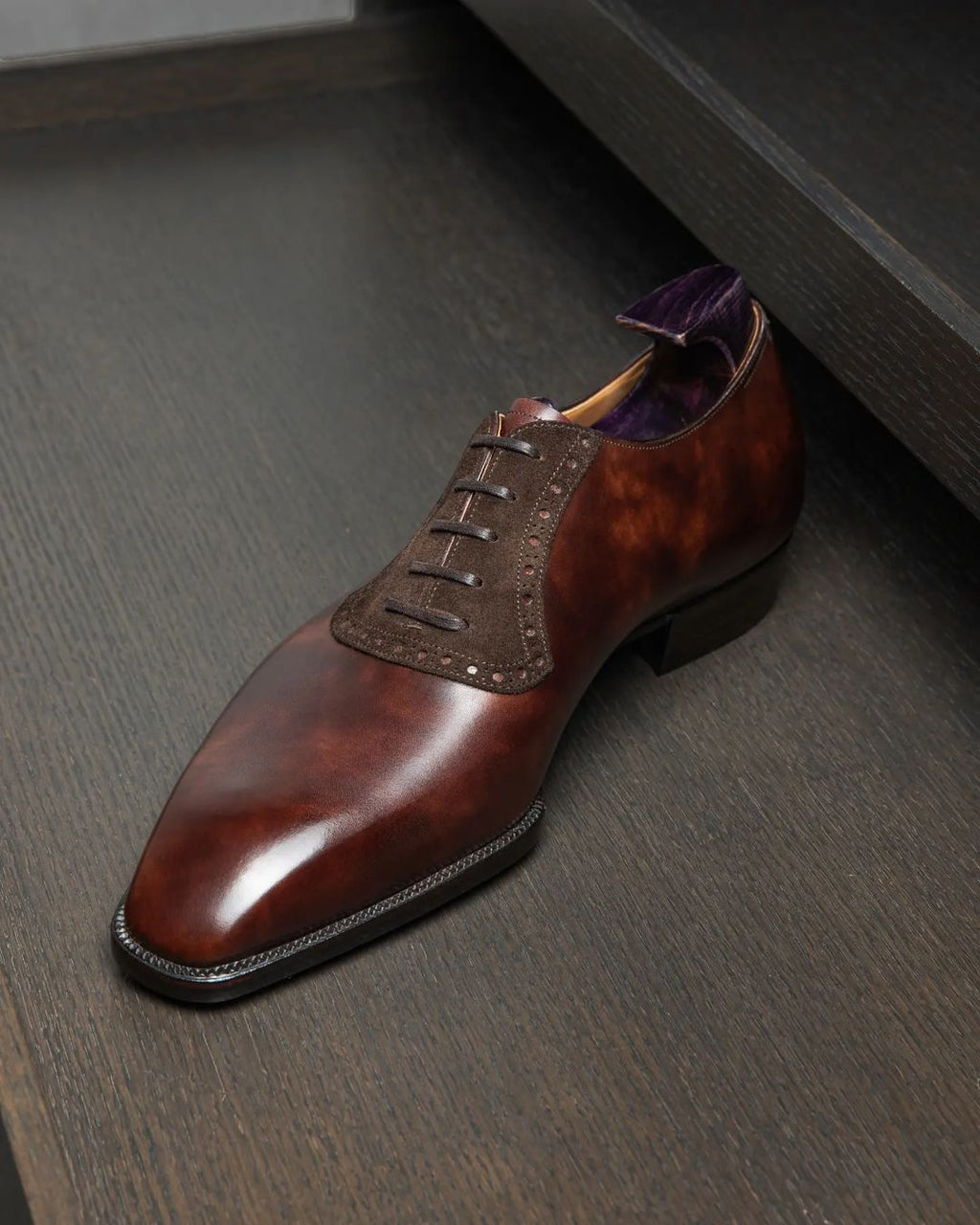 Brown Leather Livorno Brogue Oxford Shoes 