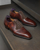 Brown Leather Livorno Brogue Oxford Shoes 