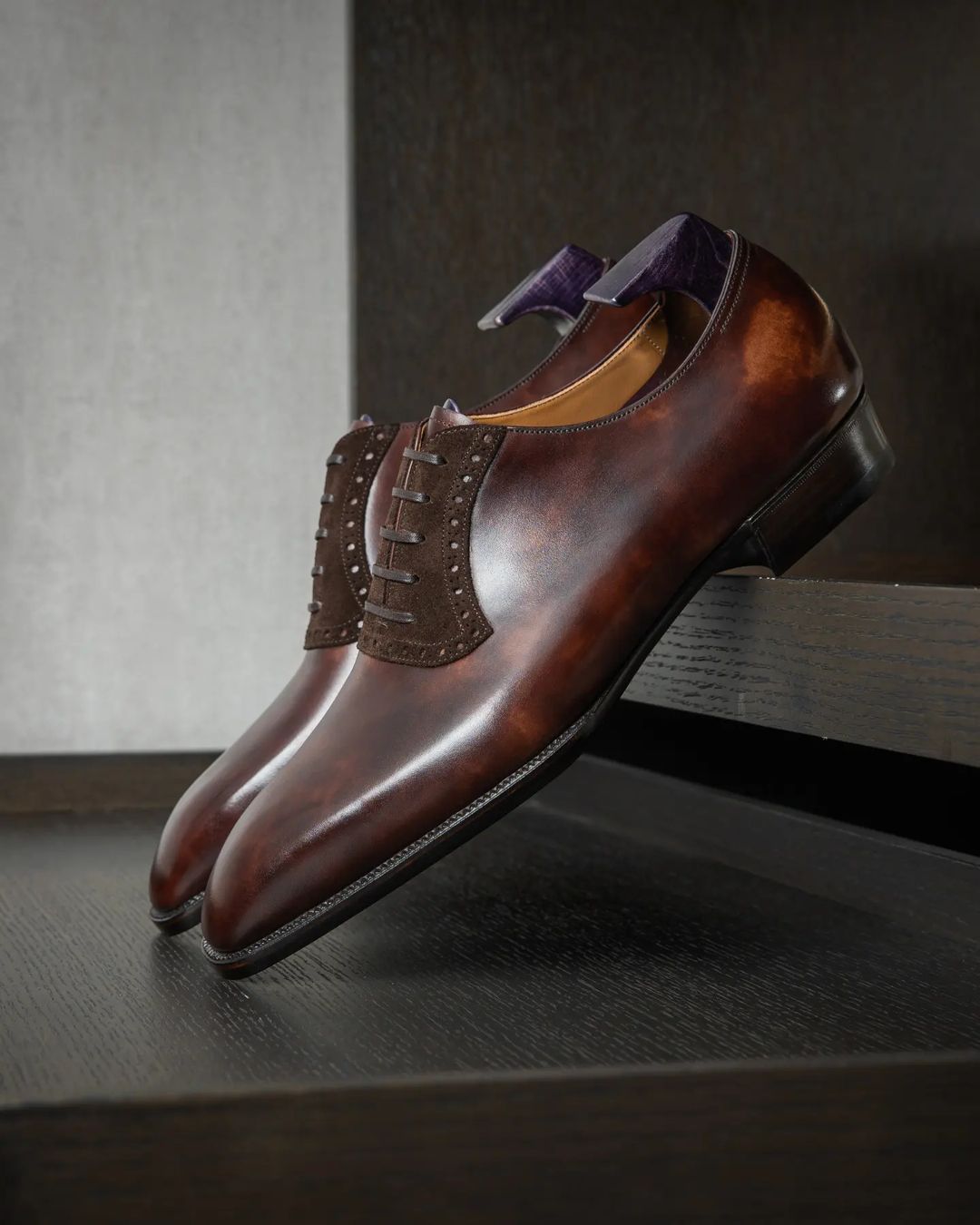 Brown Leather Livorno Brogue Oxford Shoes 