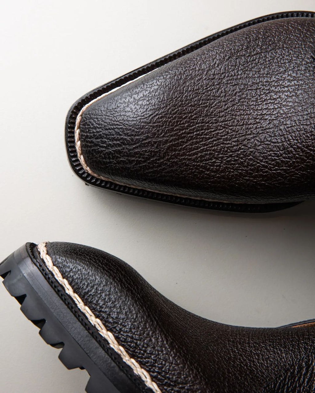 Norwegian Welted Brown Leather Pernik Chukka Chunky Boots with Track Sole