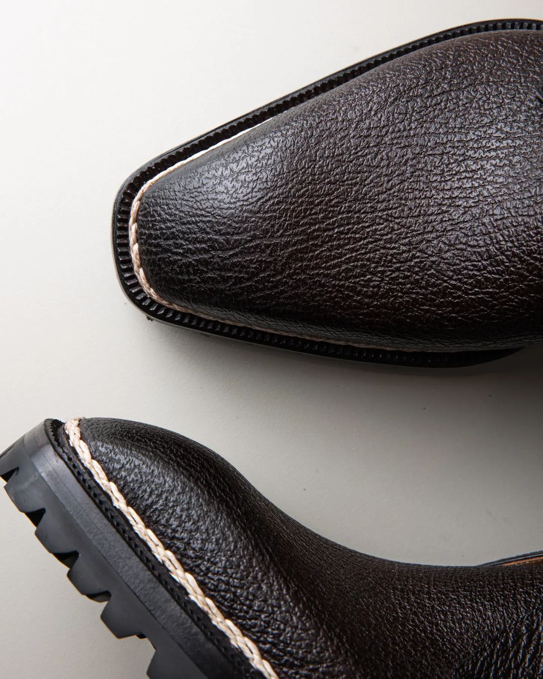 Norwegian Welted Brown Leather Pernik Chukka Chunky Boots with Track Sole