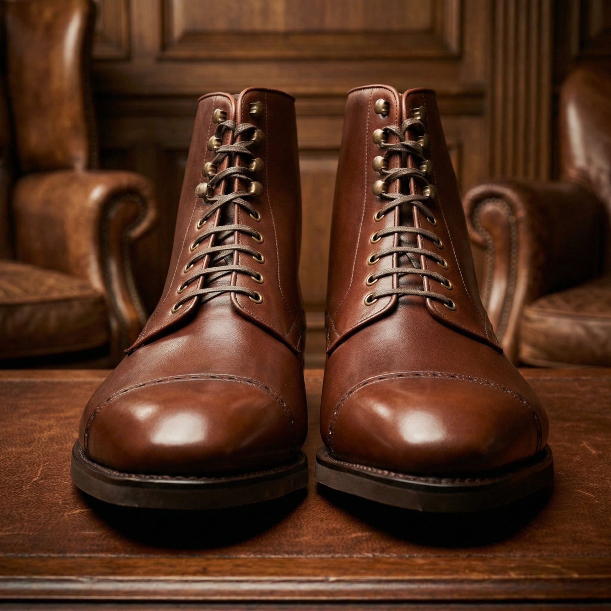 Brown Leather Caldecote Lace Up Boots