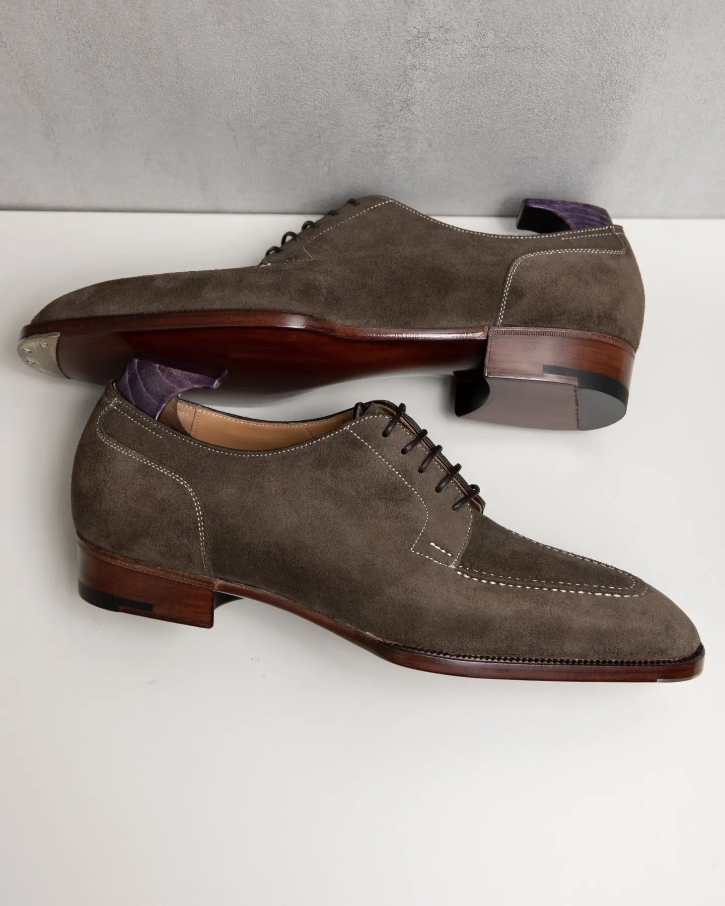 Brown Suede Leather Classic Composure Toe Cap Oxfords