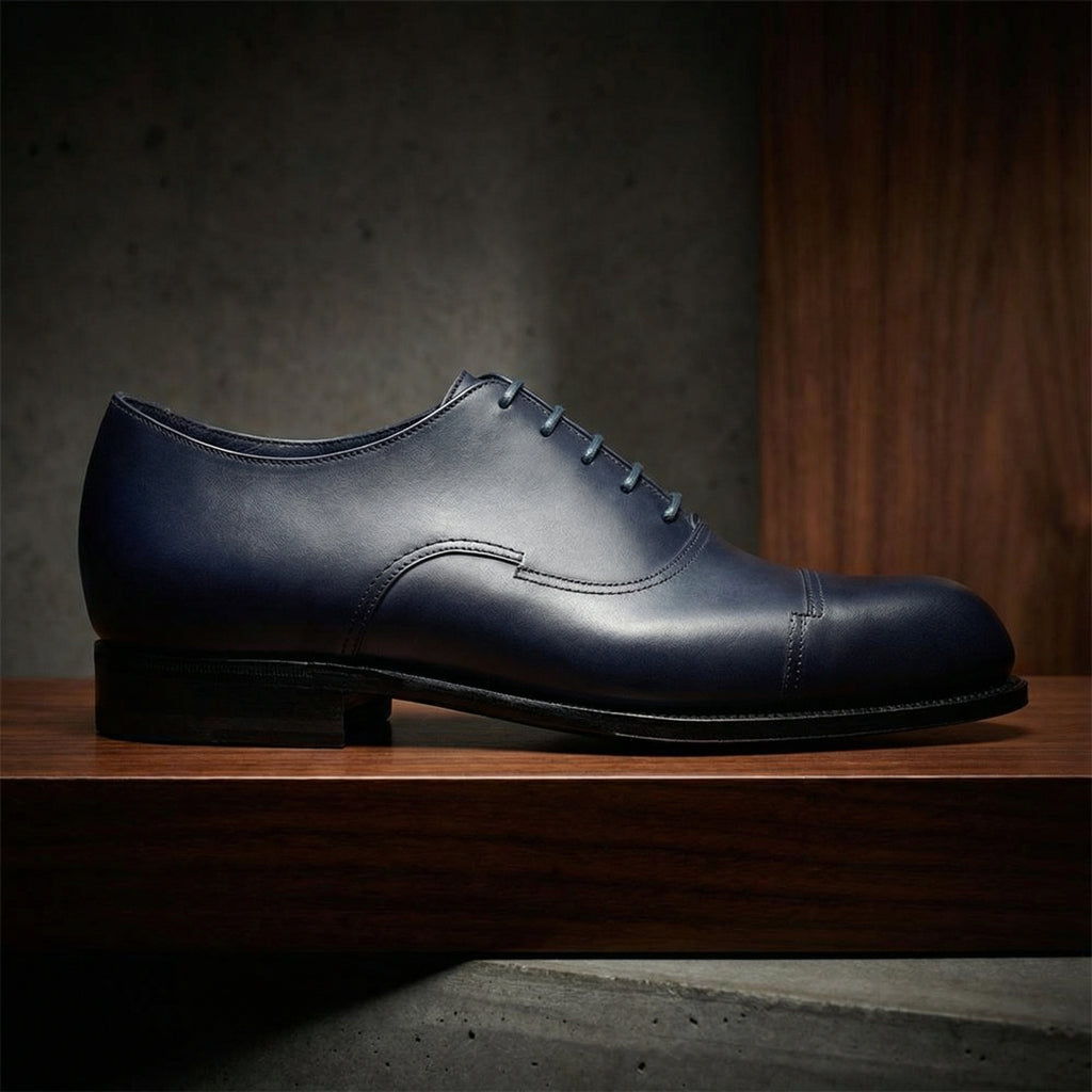 Height Increasing Navy Blue Leather Broxtowe Balmoral Oxfords