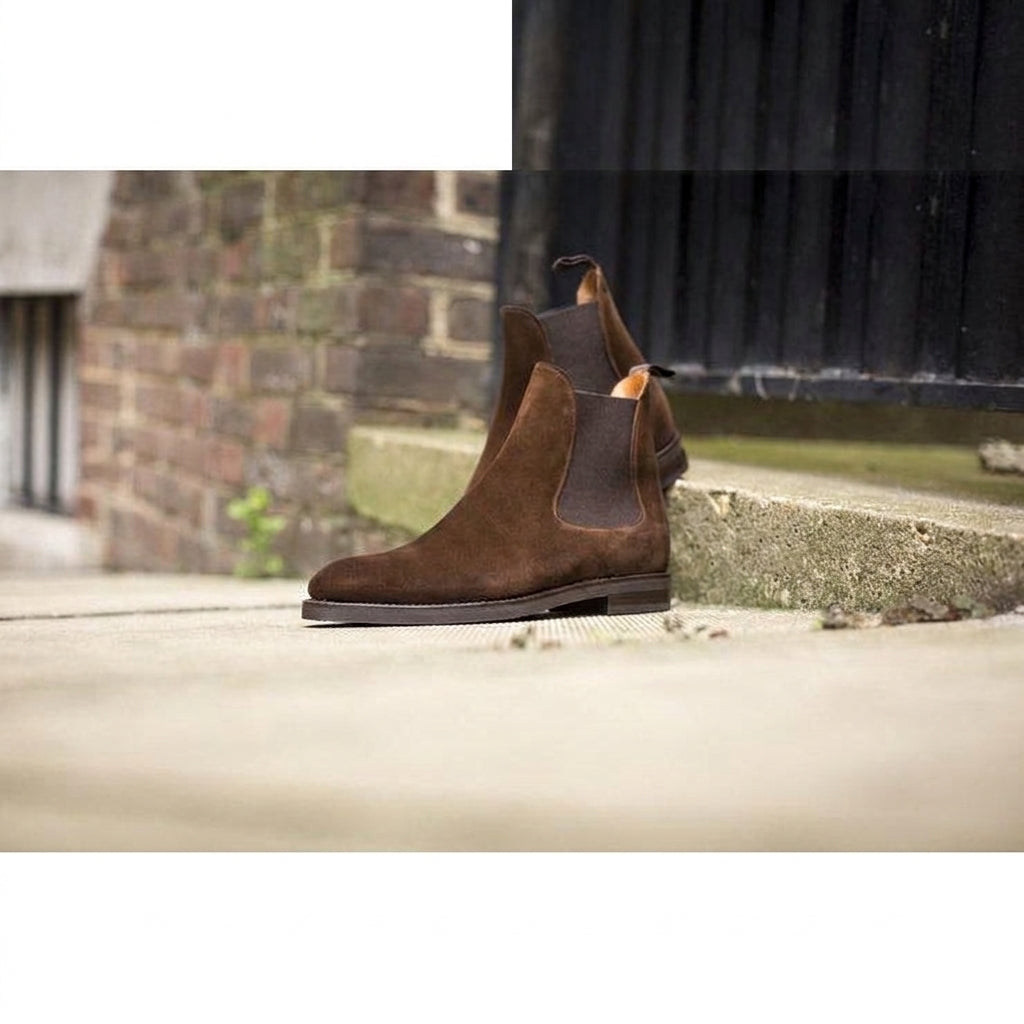 Brown Suede Fenland Slip On Chelsea Boots