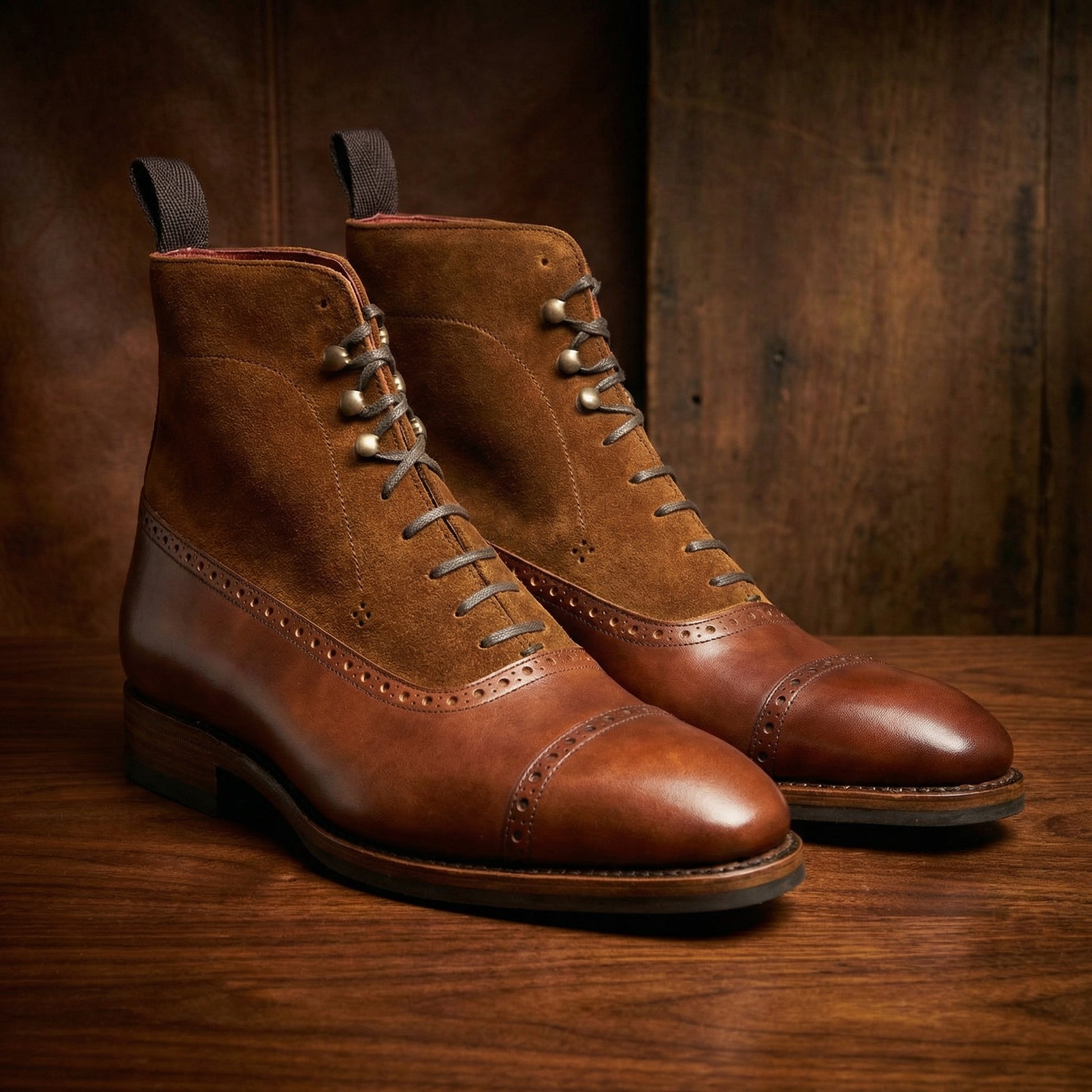 Tan Leather & Suede Clifton Lace Up Boots