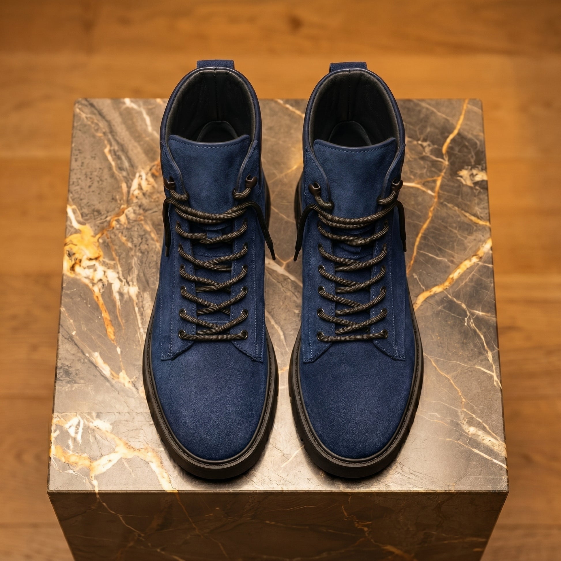 Blue Suede Leather Elvio Combat Boot
