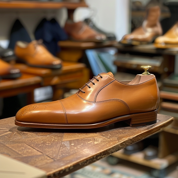Tan Leather Sunbaked Sahara Oxford Derby Shoes - Summer 2024 Collection