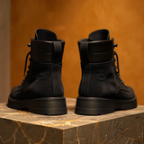 Black Suede Leather Celso Combat Boot