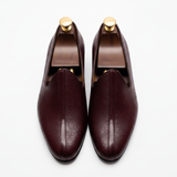 Burgundy Leather Tana Peshawari Jutti Loafers | Wedding Shoes for Groom | Shoes for Haldi Mehendi Sangeet