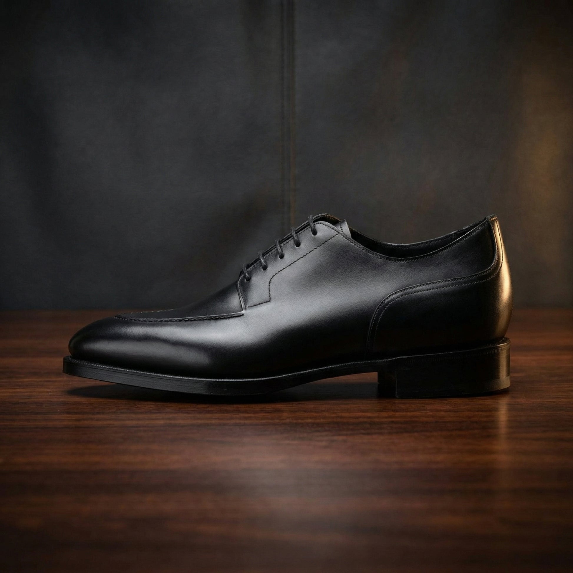 Height Increasing Black Leather Hamlet Derby Shoes