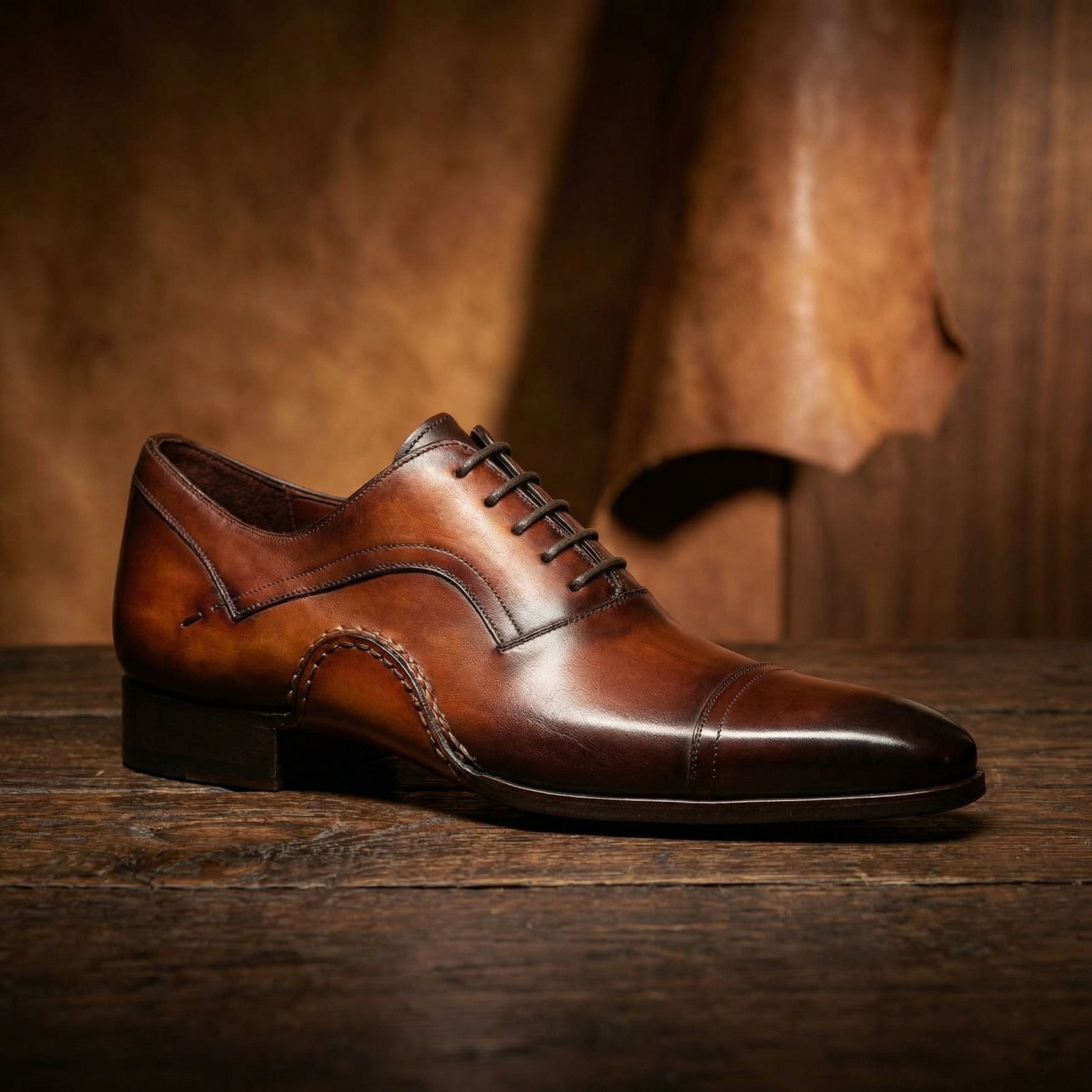 Height Increasing Brown Leather Byron Bay Oxfords Shoes