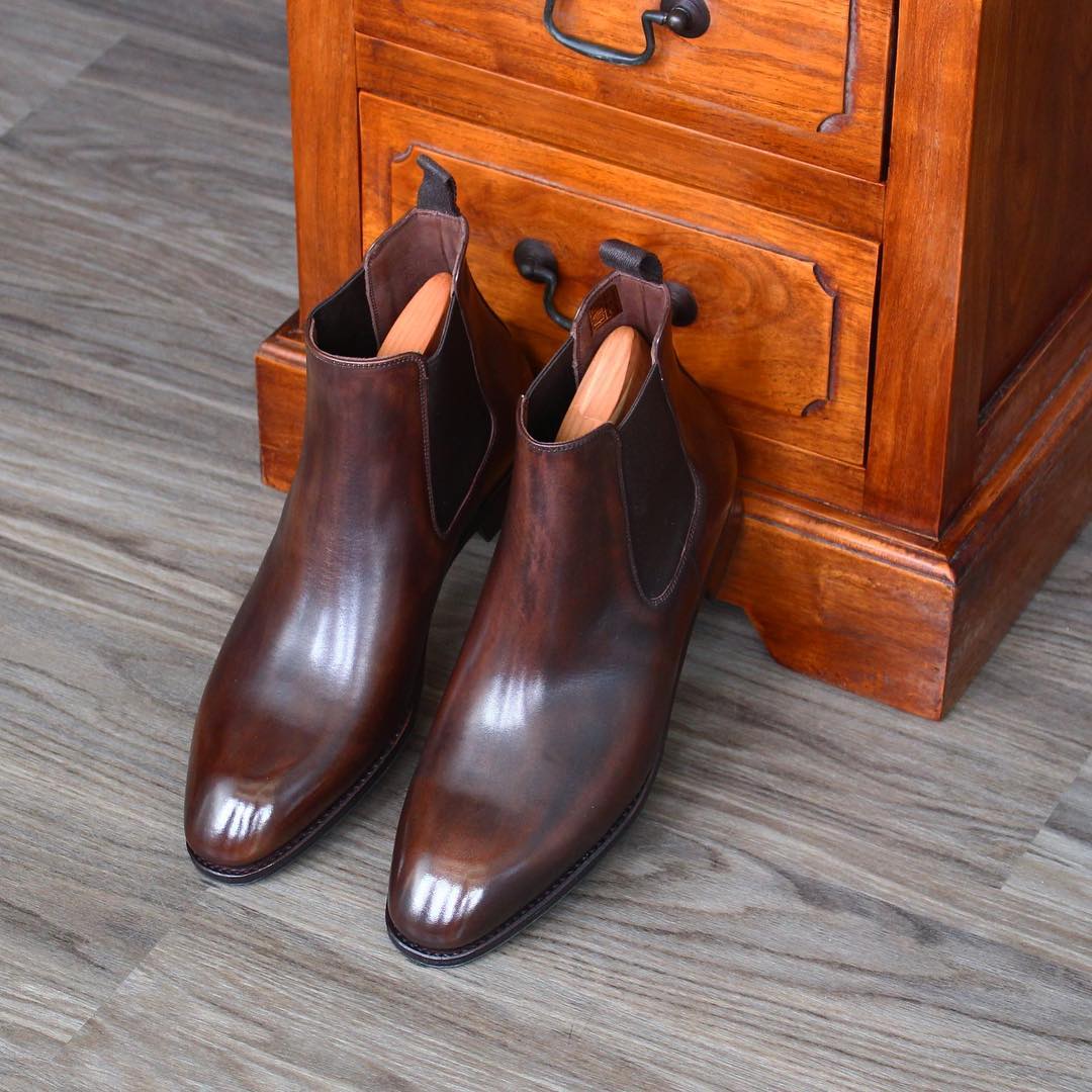 Brown Leather Crotone Slip On Chelsea Boots